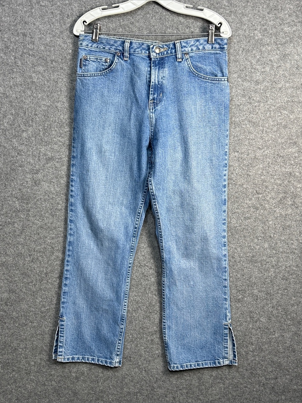Boston Proper Women’s 12S Light Blue Straight Leg Side Slit Denim Jeans Retro